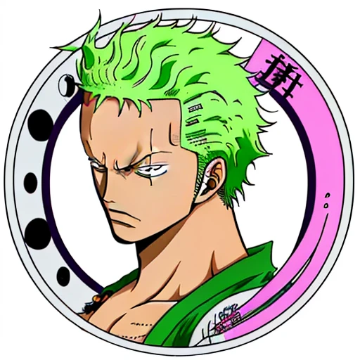 Beauty Salon,(rORONOA Zoro DO ANIME "(one piece",) ) logo, vector, line art, design, inspired, straight, symmetry