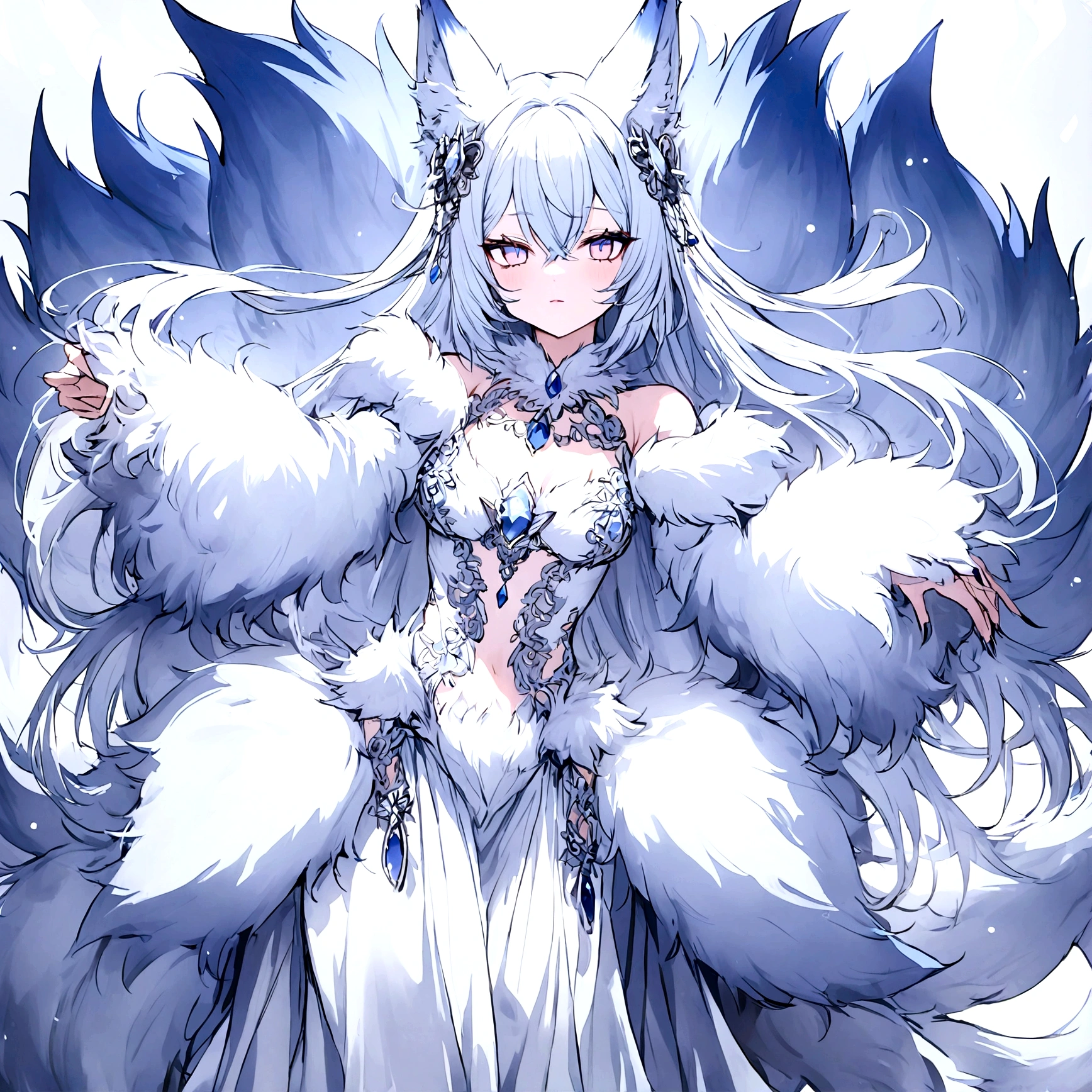 fox Light blue hair beast girl indigo fur fox beast girl