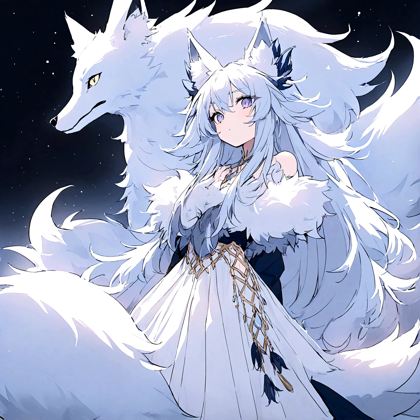 fox Light blue hair beast girl indigo fur fox beast girl