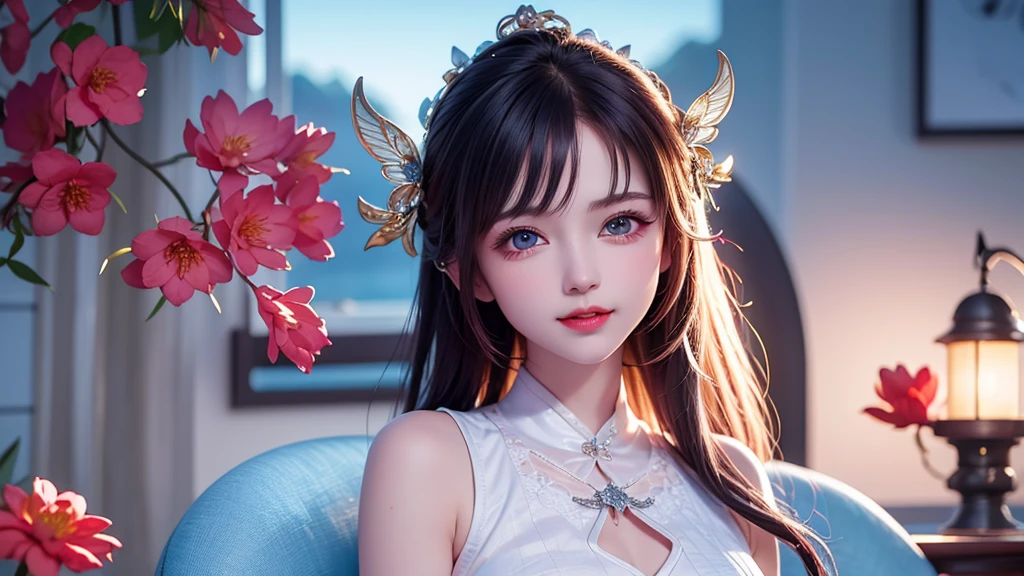 8k, RAW photos: 1.2), highest quality, ultra high resolution, (pink petals fluttering), (illustration), (1 girl))), (short hair, bob), (transparent white sheer sleeveless dress, mini skirt)), (silver hair, blue eyes) beautiful face, (bright lip gloss, long eyelashes, smooth) face, bright skin, natural shadows, wide light, depth of fieldStrong color, subtle caustics: 0.8), smile, (big), (rain: 0.9), Hanazono behind the girl, (focus), (standing on the surface of the water)), (color splash), colorful splash, ((colorful))), (sketch: 0.8), masterpiece, best quality, beautifully painted, highly detailed, (denoise: 0.6), splash ink, (((ink refraction)), ( (Masterpiece, Best Quality, Highly Detailed), Highly Detailed, (Masterpiece, Best Quality, Highly Detailed) CG Unity 8k Wallpaper, Masterpiece, Best Quality, Ultra Detailed, (Lycoris radiata)