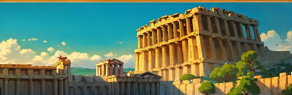 Fantastic scenery,Painting style,(Athens in Ancient Greece:1.2),(Ghibli style:1.2)