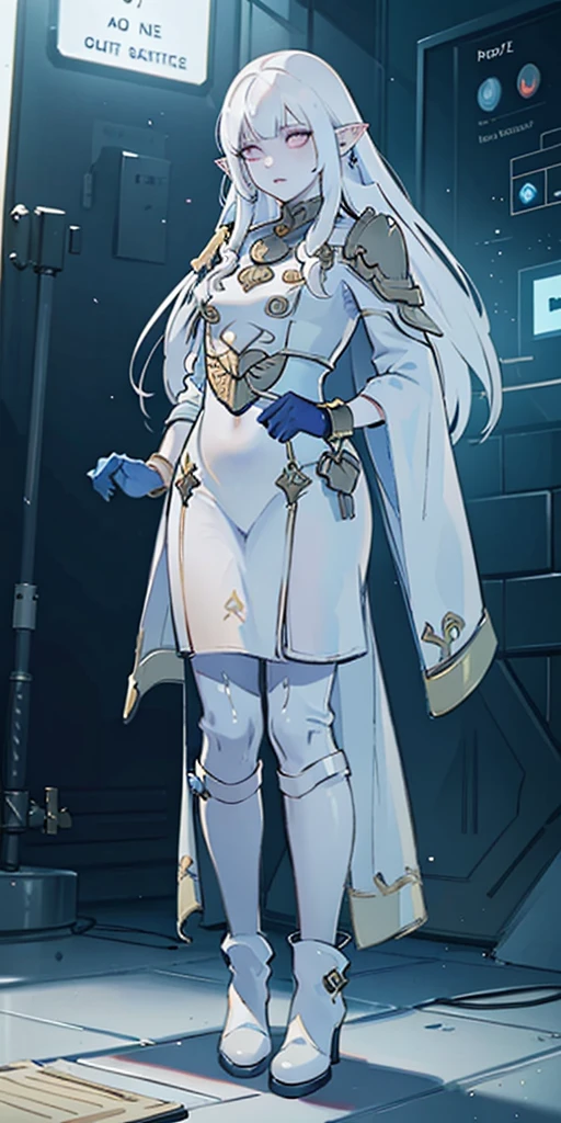 (masterpiece:1.2) (best quality:1.2) (Full body view from below) perfect eyes, perfect face, perfect lighting, 1girlMILF mature drow elf blue skin color, white hair, blue ayes, pointy ears, hyper realistic, Ultra detail, high res, blue bodysuit, blue gloves, bracelet, blue boots, extremely detailed, highly quality, 4k, sharp focus, professional, sharp focus, award winning, cinematic lighting, octane render, unreal engine, volumetrics dtx, Wallpaper