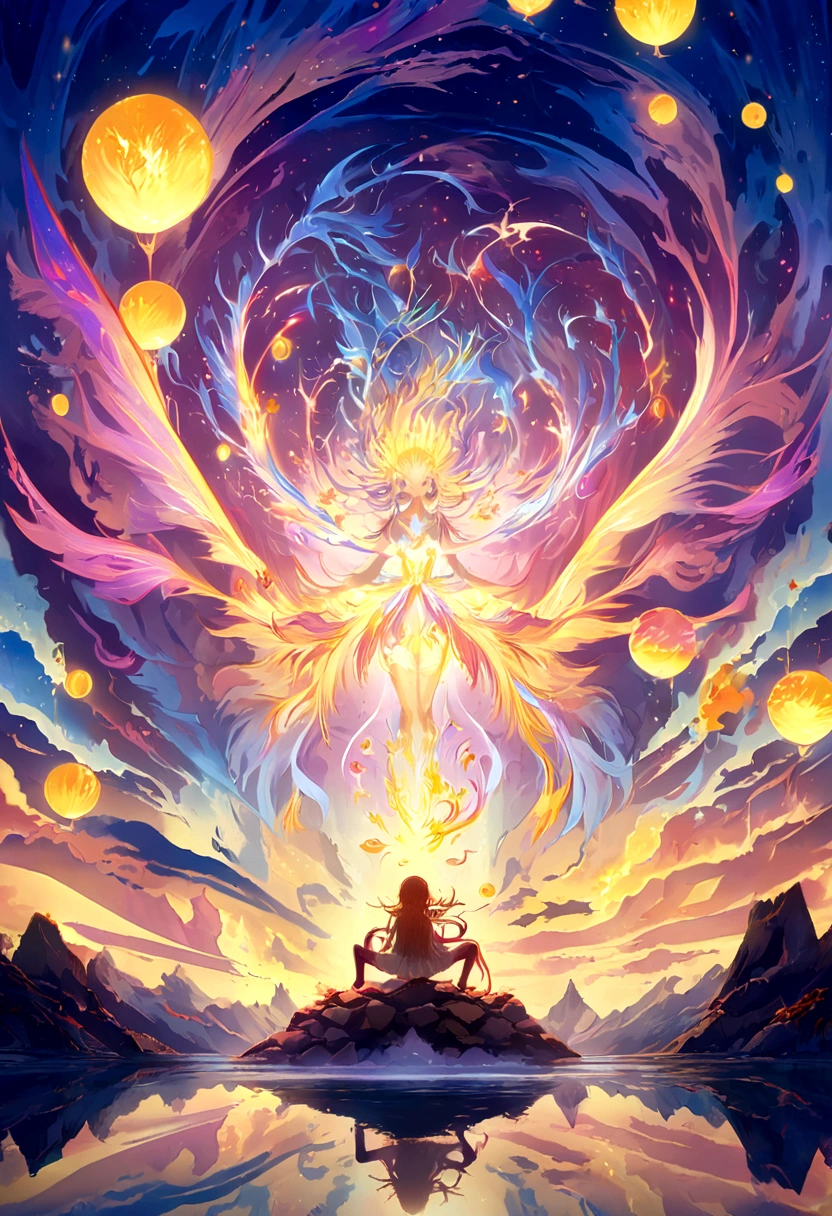 Anime couple sitting on the ground,With glowing spheres, no game no life, beautiful fantasy anime, anime in fantasy style, zerochan art, hd anime wallaper, Anime fantasy artwork, anime wallaper, ethereal anime, Beautiful anime, Anime fantasy illustration, Beautiful anime artwork, anime artsyle, Beautiful anime art, pixiv contest winner, Digital art on Pixiv
