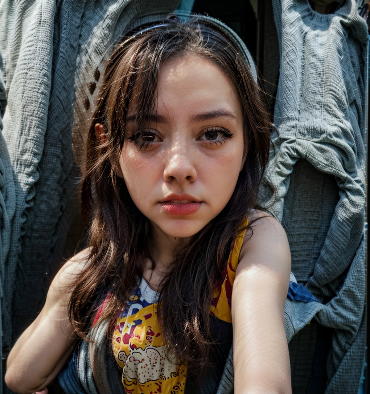 1 girl, mictia, streamer, twitch, photorealistic:1.4, 8k, masterpiece, best quality, detailed face:1.5, original, high resolution, unparalleled masterpiece, ultra realistic 8k, perfect artwork, perfect female figure, detailed skin, epic realism, short top, miniskirt, full body, body paint