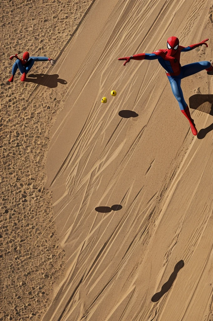 Spiderman vs Pacman en el desierto 