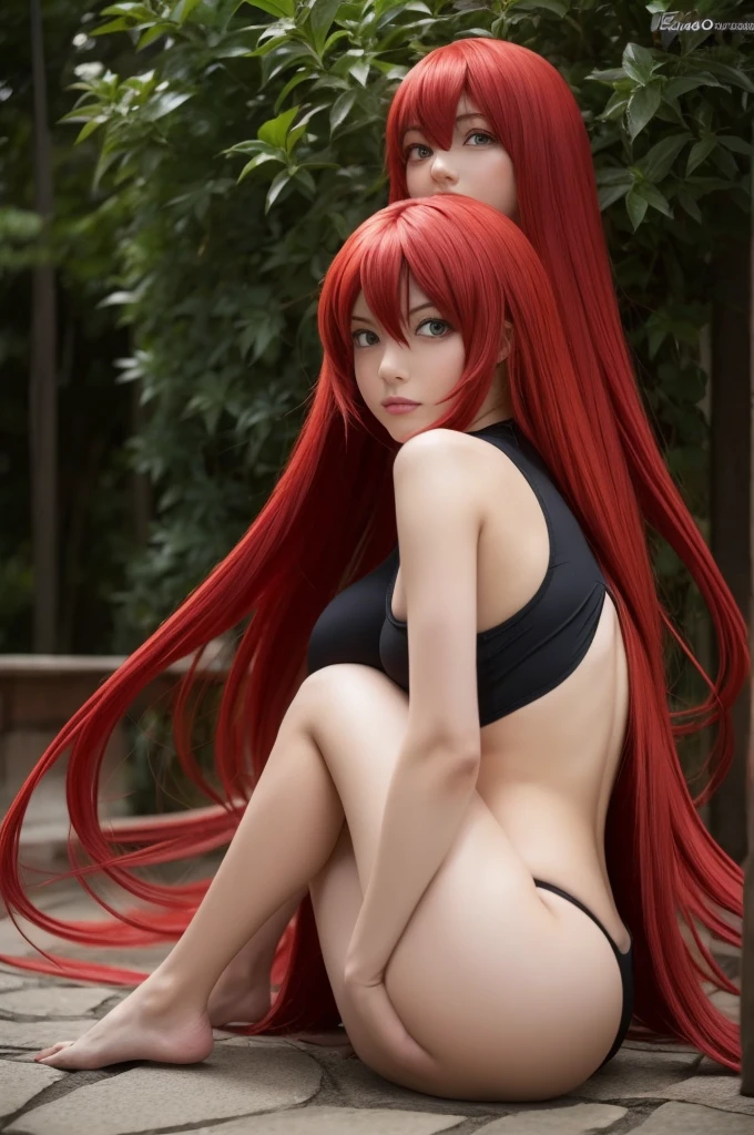 Rias gremory do anime DXD pelada de quatro com a buceta aberta 