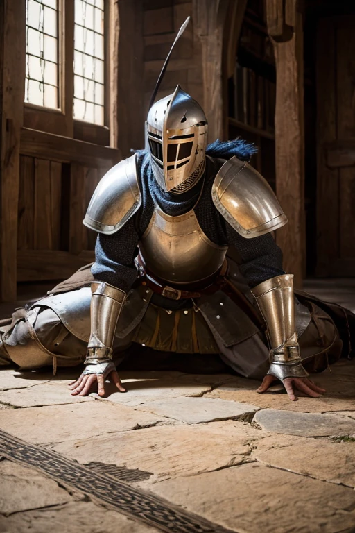 Medieval knight, sideways