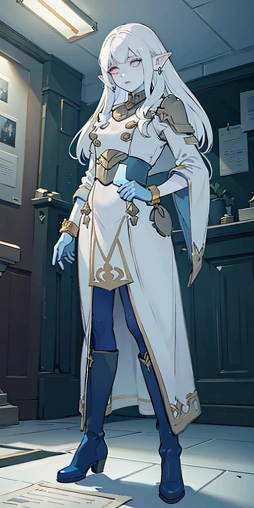(masterpiece:1.2) (best quality:1.2) (Full body view from below) perfect eyes, perfect face, perfect lighting, 1girlMILF mature drow elf blue skin color, white hair, blue ayes, pointy ears, hyper realistic, Ultra detail, high res, blue bodysuit, blue gloves, bracelet, blue boots, extremely detailed, highly quality, 4k, sharp focus, professional, sharp focus, award winning, cinematic lighting, octane render, unreal engine, volumetrics dtx, Wallpaper