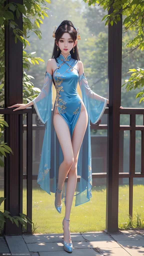 (The legs are very thin and straight),(Very long legs,Straight Legs),High heel,Long legs,stand up,Leg length from the front,Perfect body,Have perfect legs,(Exterior),((whole body)),Clear face,Pretty face,8K,masterpiece,original photo,Best quality,detail:1.2,Reality,detail,Very detailed ED,CG,Unite,wallpaper,Depth of Field,illumination,lens flare,Ray Tracing,(Very beautiful face,Beautiful lips,beautiful eyes),complex,Detailed face,1 Girl,Beautiful Chinese girl,Chinese idol,(very slim body:1.3),