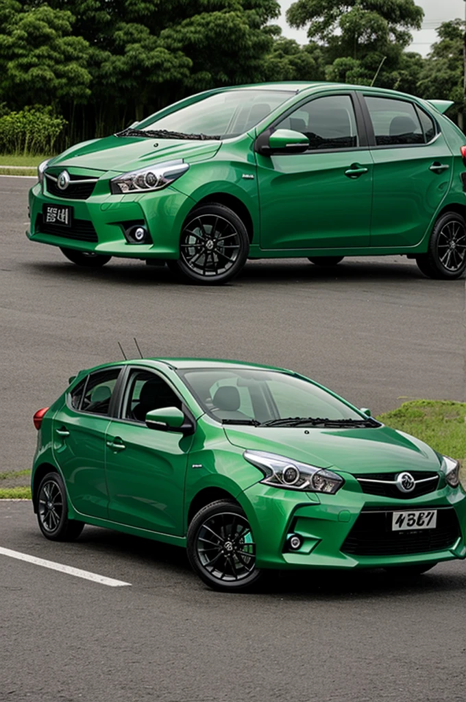Jade green vios on road