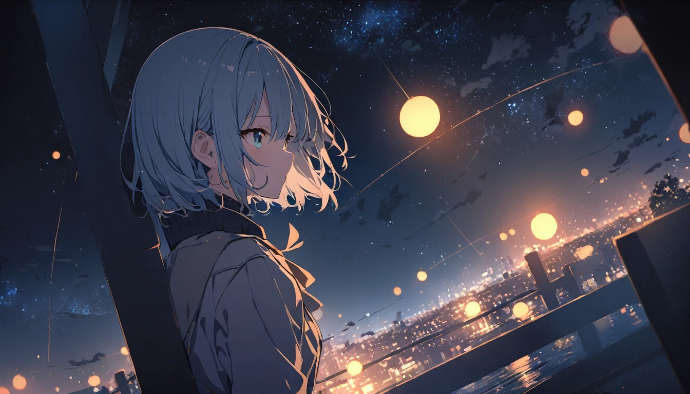 1 person, night, night景,
