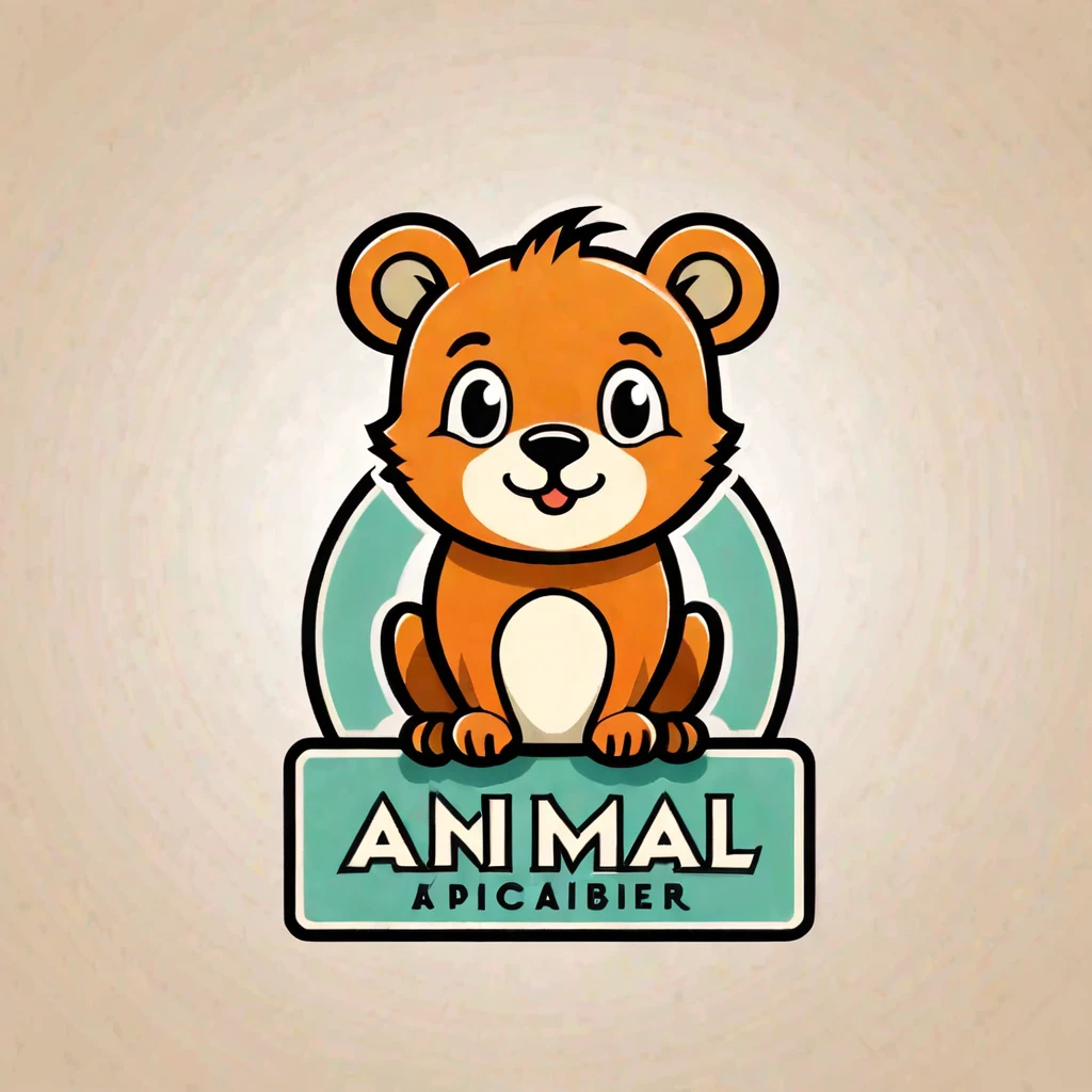 Logo, vector, logo design, vector, simple, flat, icon, Minimalism, Clear lines and contours, concentrated, A cute animal, Retro animation style, Artist Max Fleischer