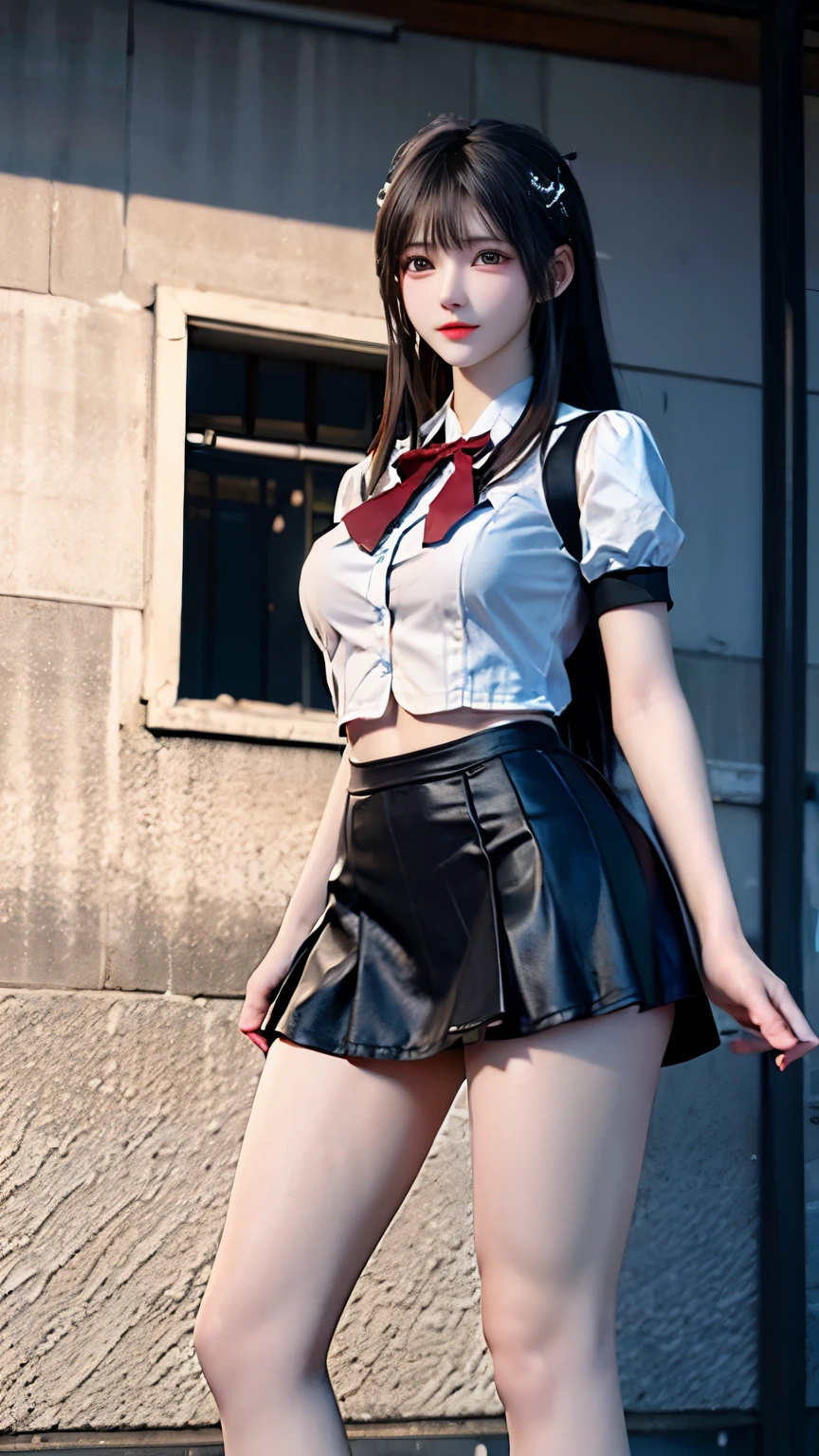 （Very delicate and beautiful：1.2）super model,,Big Breasts,Beautiful breasts,voluptuous,【bike shorts】,,【3girls】,,highest quality, High resolution, 8K,Kick in a hurry,mini skirt,uniform
