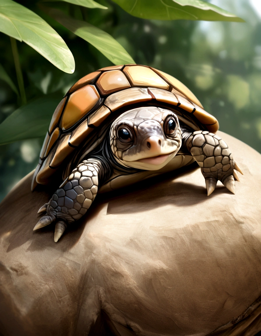 araffe turtle with a yellow and black shell, half turtle, adorable appearance!!!, as an anthropomorphic turtle, anthropomorphic turtle, an anthropomorphic turtle, has a very realistic look to it, well detailed, very realistic looking, nicely detailed, aged turtle, ultra realistic!!!, cute little creature, turtle shell