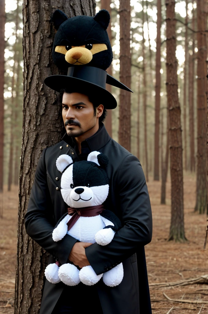 Zorro combinado con oso, en bosque 