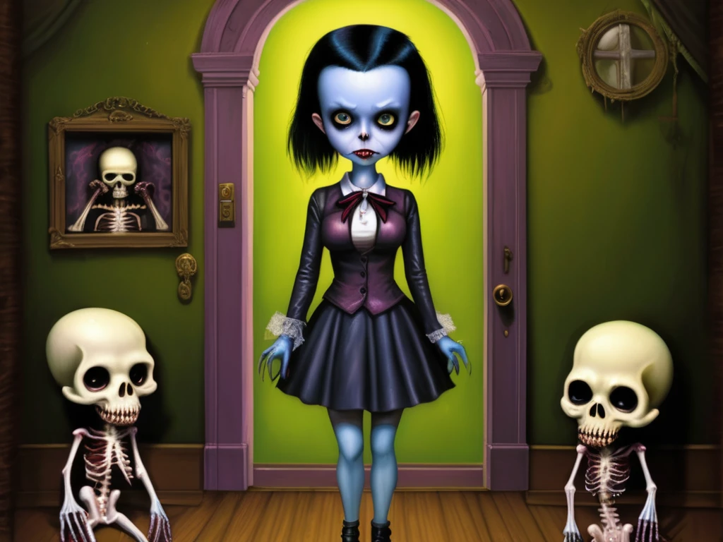 Grub Girl, Verotik Comics, Danzig, by Edward Lee, Frankenhooker, Troma, dingy, dark tone, corpse hooker, undead, Re-Animator, Tim Burton style, gothic influence, Mark Ryden Style page, 8k