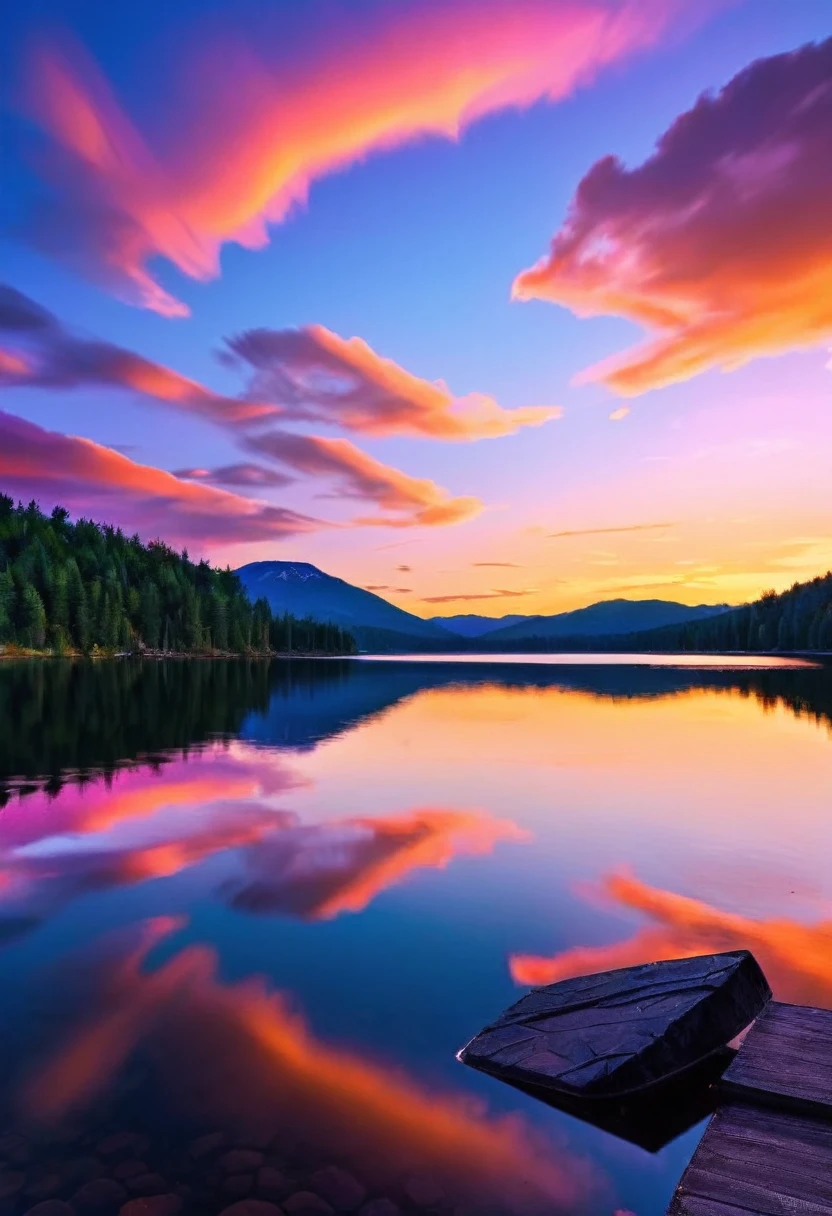 1. **A serene sunset over a calm lake**: Imagine vibrant hues of orange and pink reflecting on a tranquil body of water, capturing the beauty of a peaceful cloudy evening⁴.