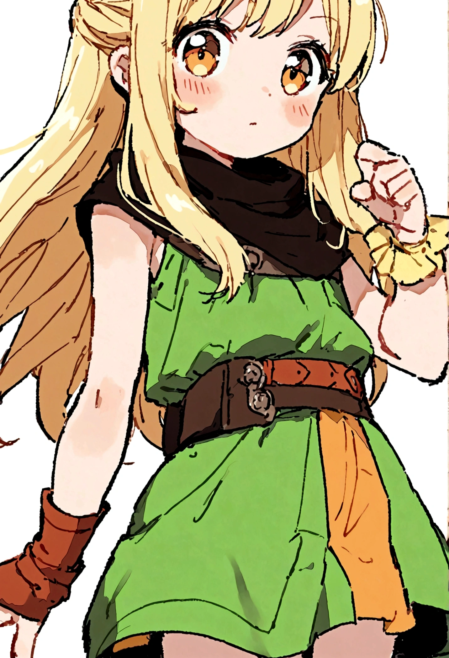 blonde girl with a hair little short mage rpg clothes