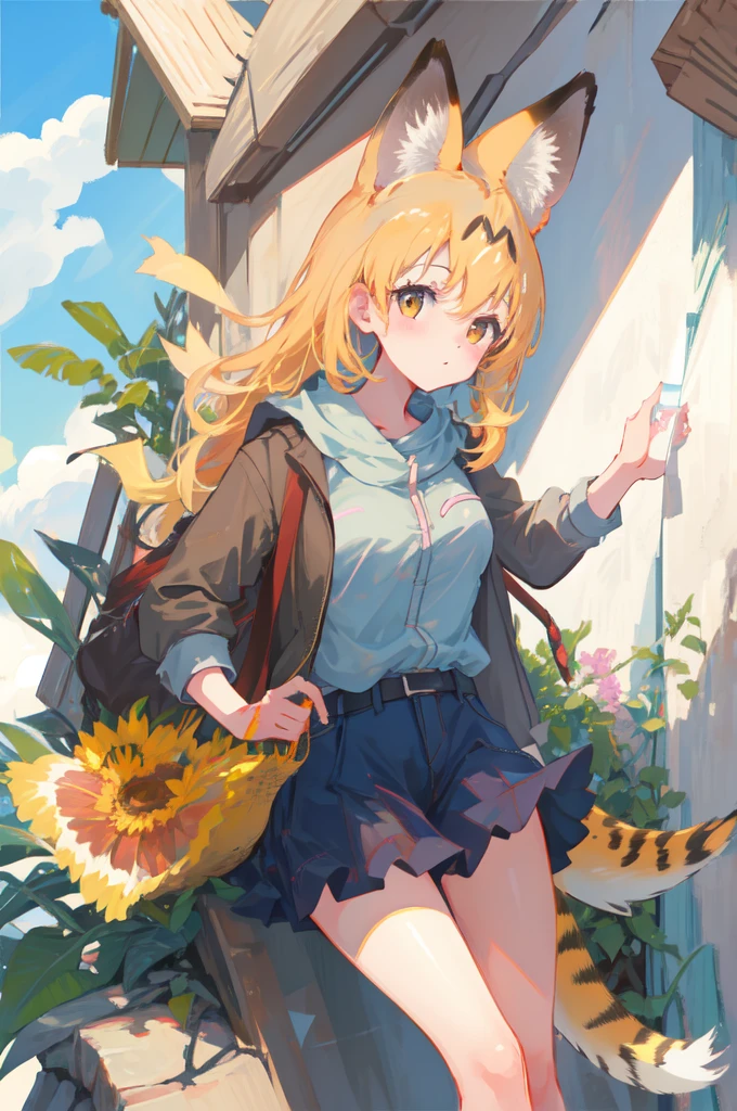 best quality, 1girl, serval (kemono friends), kemono friends, serval