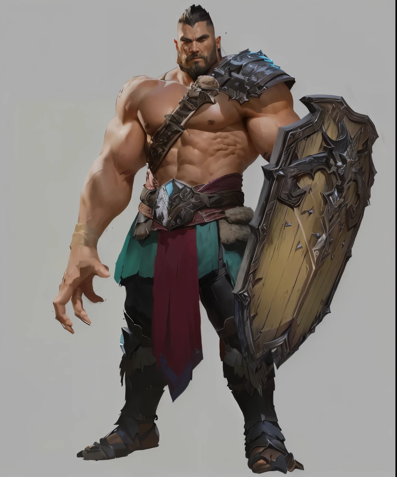 arafed Male Warrior with a shield and a sword, barbarian class, male barbarian, heroic Fantasy character concept, Warrior concept art, dnd giant character concept, barbarian, Male Warrior, barbarian warrior, muscular character, Samurai character design, Fantasy character concept, role playing game (RPG) concept art character, Warrior dnd role, picture of an adult Male Warrior, complex fantasy character