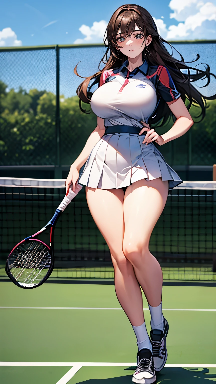 （Very delicate and beautiful：1.2）super model,,Big Breasts,Beautiful breasts,voluptuous,【bike shorts】,,【3girls】,,highest quality, High resolution, 8K,Kick in a hurry.Tennis Wear.mini skirt