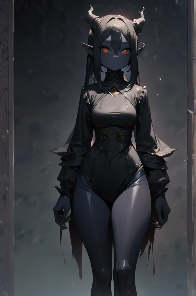 ((Best quality)), ((masterpiece)), (detailed), draw me a fairy girl in human height, with bone attributes with black skin