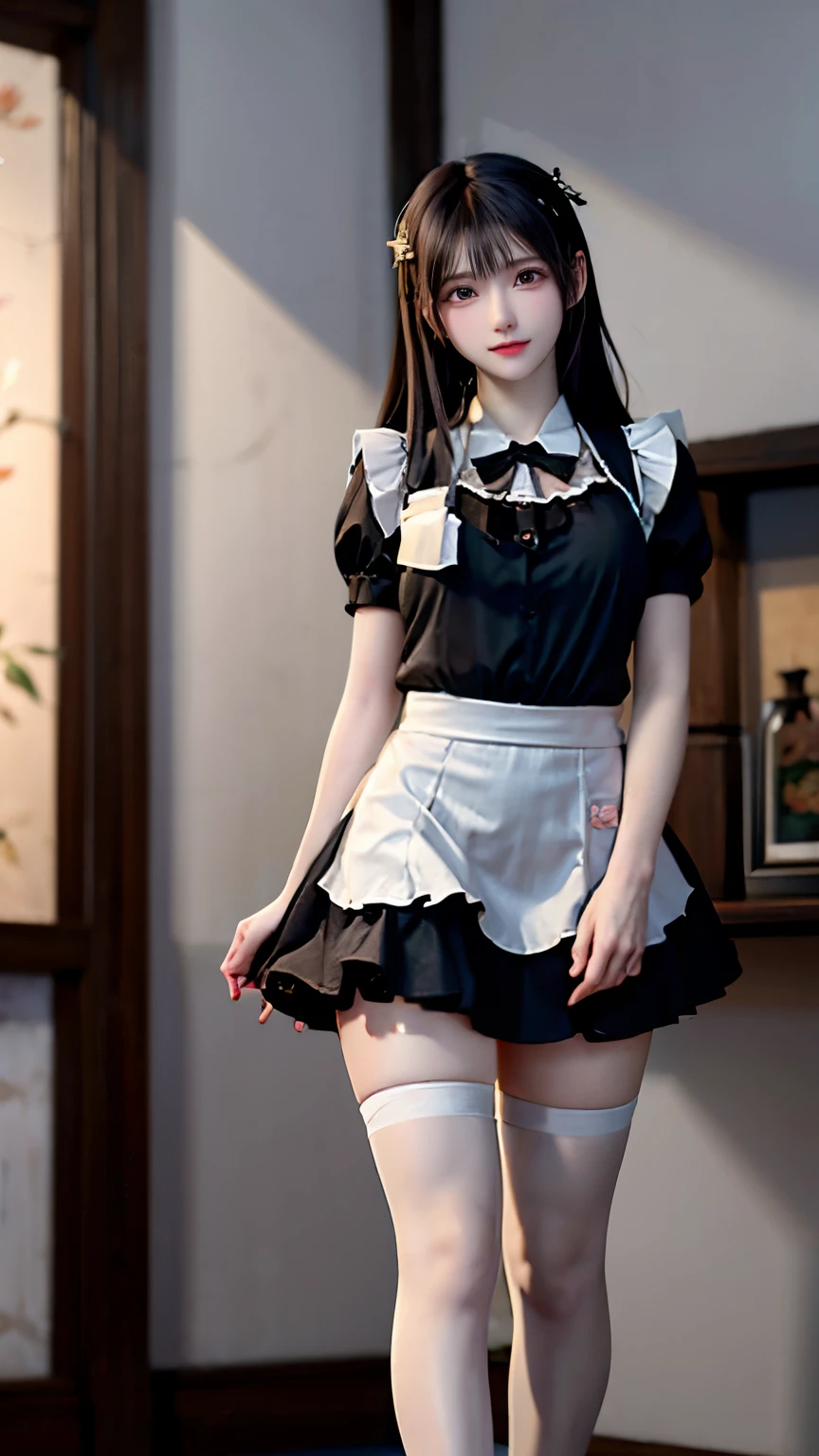 (Very delicate and beautiful:1.2)super model,,Big Breasts,Beautiful breasts,voluptuous,【bike shorts】,,【3girls】,,highest quality, High resolution, 8K,Kick in a hurry,Maid clothes,mini skirt