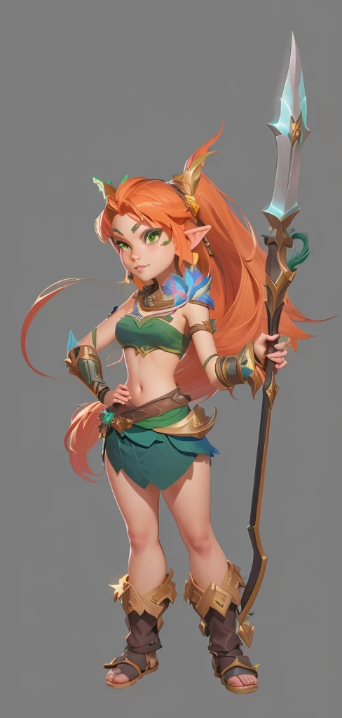 Tribal girl in green clothes holding a big sword, Tribal Princess Girl, League of Legends style art, League of Legends art style, From League of Legends, Winner of the Character Design Contest, Artgerm and Atey Ghailan, By Ryan Yee, Artjem and Louis van Baarle, Kushat Kents, deviantart artstation cgscosiety, Elf Character