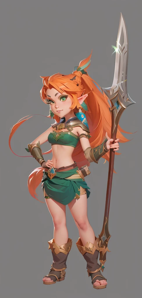 Tribal girl in green clothes holding a big sword, Tribal Princess Girl, League of Legends style art, League of Legends art style, From League of Legends, Winner of the Character Design Contest, Artgerm and Atey Ghailan, By Ryan Yee, Artjem and Louis van Baarle, Kushat Kents, deviantart artstation cgscosiety, Elf Character