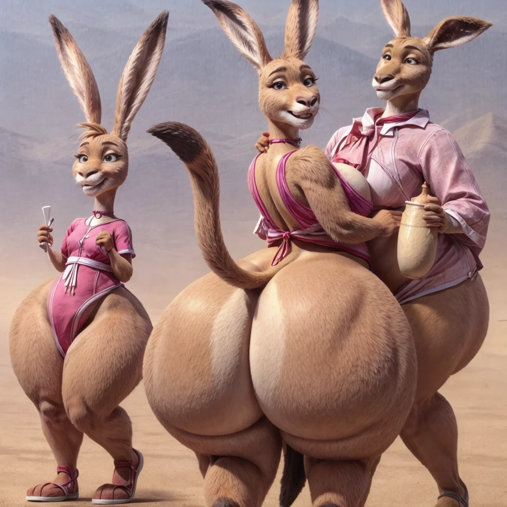 A kangaroo mom that has a pear shaped figured and a huge ass having sex from the behind