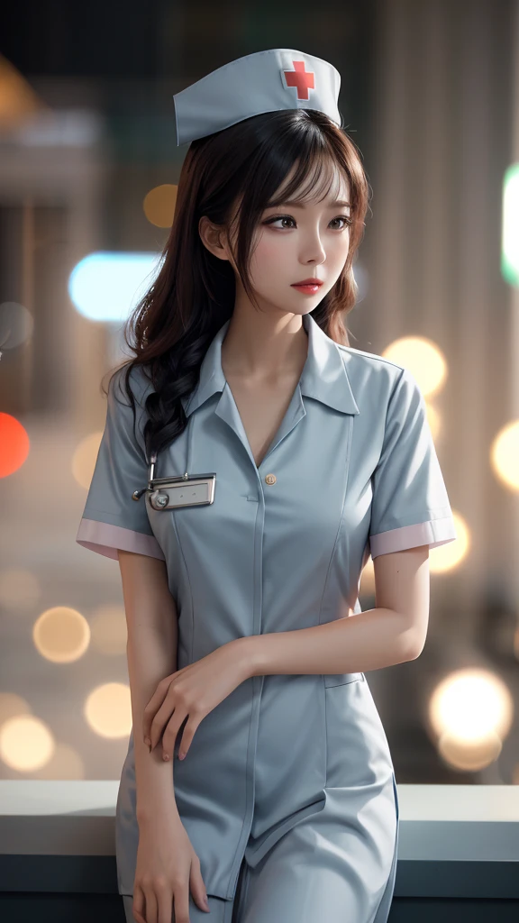 cinematic photo . 35mm photograph,film,bokeh,professional,4k,highly detailed,Nurse uniform