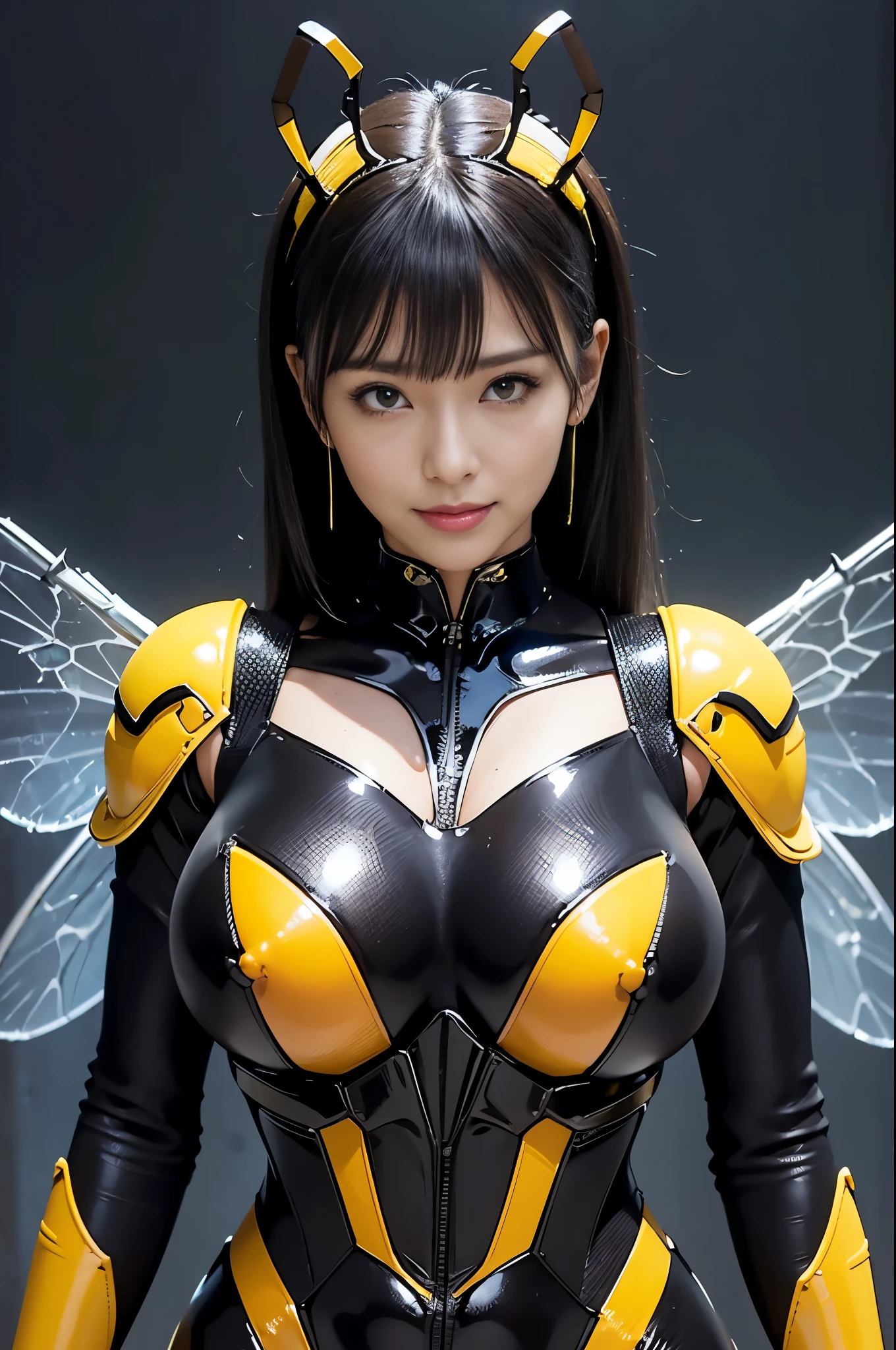 AI-generated, Pixiv,(3 Other+ Mature Femdom lined up with their  are sticking out towards viewer)+,Confused, Amazing details, High resolution, Everything is complicated, masterpiece, So many layers, (A shiny glossy metallic bee exoskeleton biosuit)++,monster Girl, Fusion bee and female, A female-shaped wasp, Hornet woman, Spiked Choker, Earrings, Yellow and black striped hair, Wasp ornament, yellow and black striped boots, Transparent wings of wasps, Transparent bee wings, Hornet antenna, Wasp Print, Honeycomb Printing, Poison needle, Yellow and black striped fur, Waspeye Helmet, Confused,masterpiece, super high quality, Very detailed, cute, savings, Anime Face, Moe, Highly shiny fabric, Light-reflecting clothing, Very shiny clothes, Excellent metal surface texture, Breast augmentation, Huge breasts, Toned woman, Attractive perfect female proportions, Wicked Smile, sadistic, Sexy lips, Captivating eyes, Droopy eyes, Mature Femdom, Voice of the Heart, (Sexual climax),, highest quality, Great quality, so beautiful, Confused