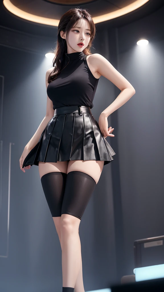 Movie Stills。Shallow and deep，Vignette，Highly detailed，High Budget，，Joy, Anger, Sadness, and Happiness，Hot girl hip skirt sexy high waist tight skirt versatile elastic slim fit high-end female professional skirt