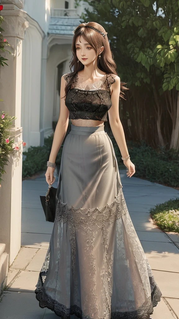 (Romantic_lace_top:1.5),(Flowy_maxi_skirt:1.4),(Delicate_bracelet:1.3)