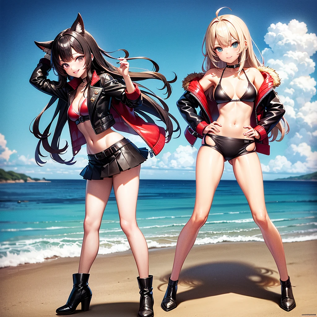 Best Quality,8K,middle School girls,masterpiece,smile,Swimwear,bikini,Group photo,Ocean,Horny girl,highest quality,Naughty Girls,Beautiful girls,Standing posture,Group photo,fur jacket,Multiple girls,Latest Fashion,Multiple girls,Long Hair,Smooth hair,Ultra HD,leather jacket,Disorganized,Naughty Girls,Multicolored hair colors,最高masterpiece、perfection,Super cute angel girl