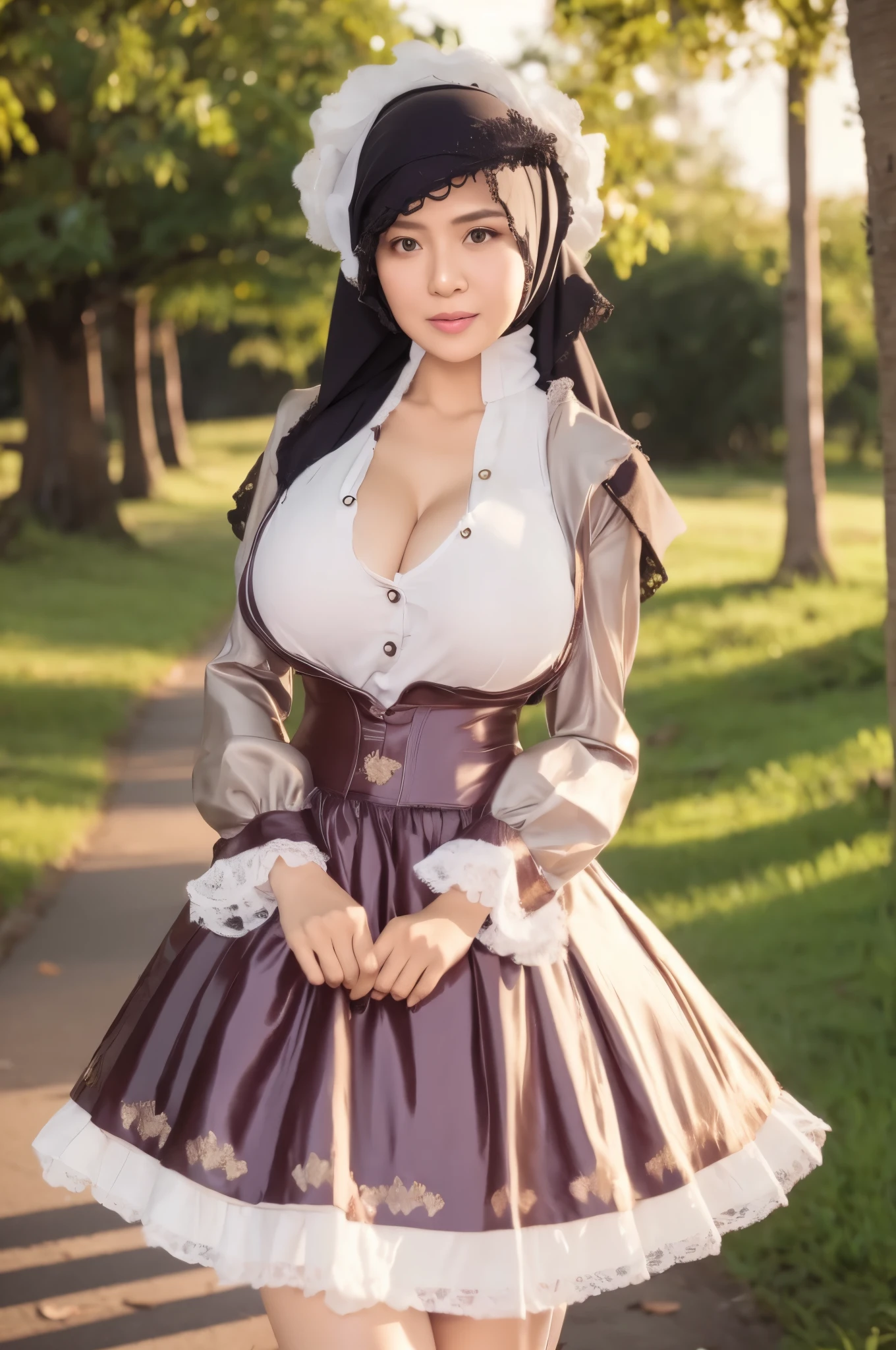 50 years Old, Hijab Indonesian mature woman, Big Tits : 66.9, Gamis, Breast out from her clothes : 1.9, at doctor office, Dark light, at Nighttime