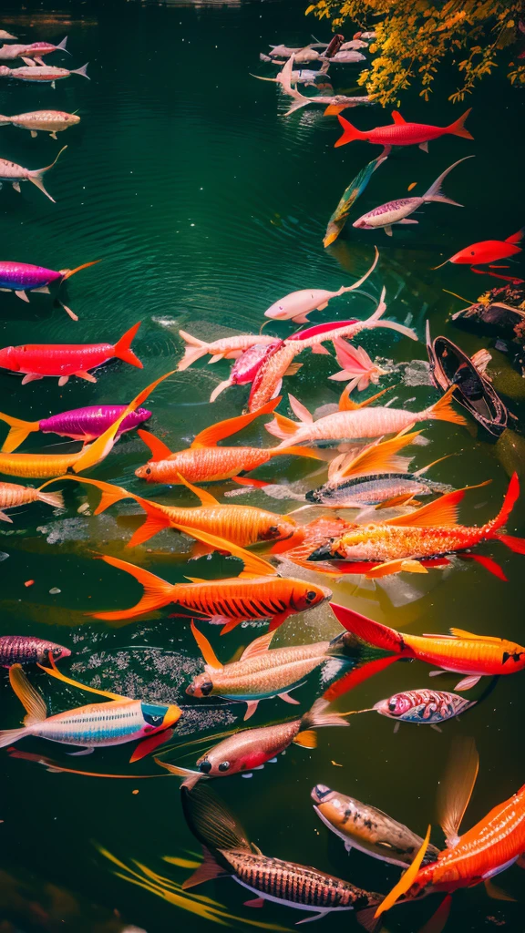 Oriental Art,Unity 8k wallpaper,Extremely detailed,Beauty and aesthetics,masterpiece,Best quality,The content is very detailed,Bright colors,romanticism,Summer Dream,HD,Details,Best quality,Fantasy,dreamlike,colorful,Photography,Dynamic,vivid,energetic,Rich in layers,carp