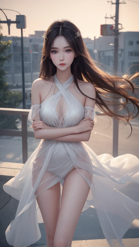 Movie photos。35mm Photo，film，major，4k，Very detailed，（（whole body）），Clear face，Pretty face，8K，masterpiece，original photo，Best quality，detail:1.2，Reality，detail，Very detailedED，CG，Unite，wallpaper，Depth of Field，illumination，lens flare，Ray Tracing，（Very beautiful face，Beautiful lips，beautiful eyes），complex，Detailed face，1 Girl，（very slim body:1.3），hugging_own_legs