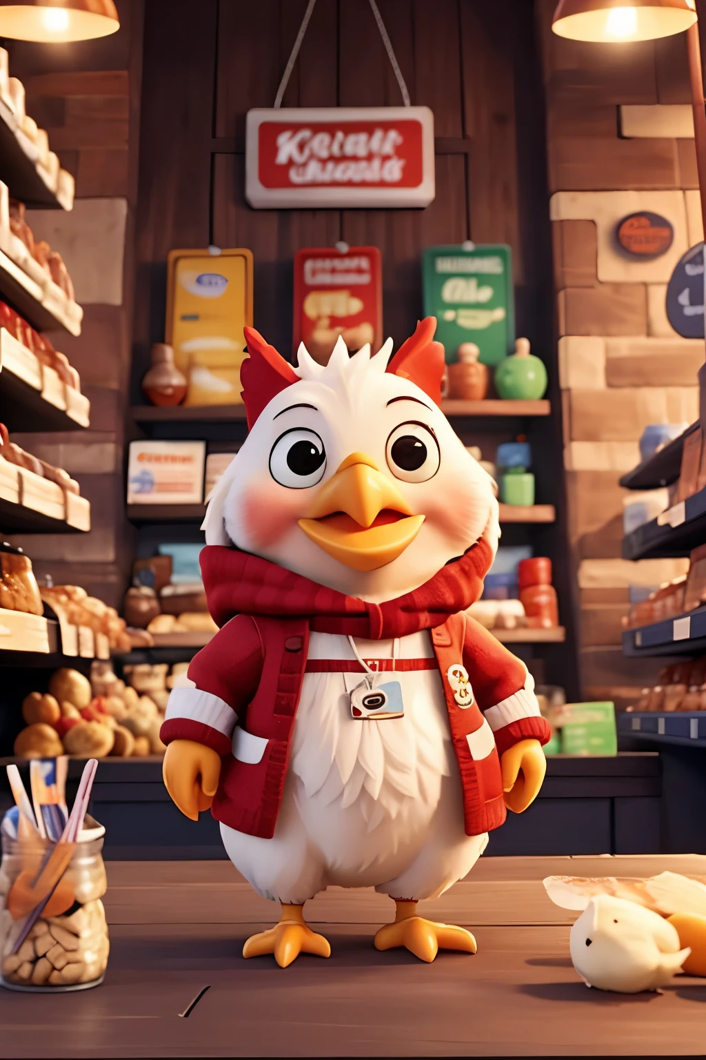 A chicken holding a credit card, que diga kfccs shop