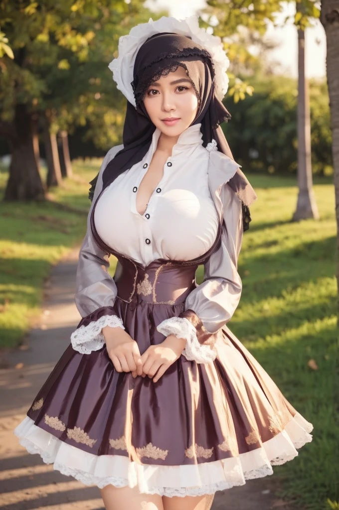 50 years Old, Hijab Indonesian mature woman, Big Tits : 66.9, Gamis, Breast out from her clothes : 1.9, at doctor office, Dark light, at Nighttime