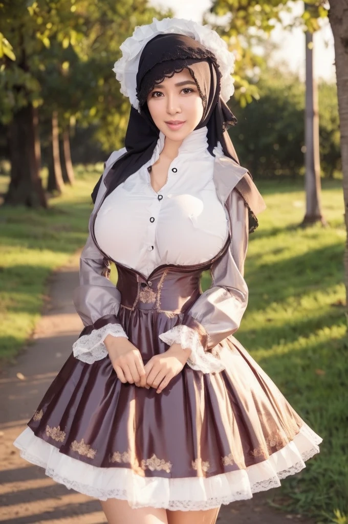 50 years Old, Hijab Indonesian mature woman, Big Tits : 66.9, Gamis, Breast out from her clothes : 1.9, at doctor office, Dark light, at Nighttime