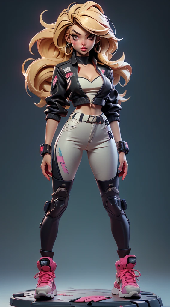 ((full body photo, Best Quality, best resolution, award-winning portrait, official art)), ((perfect Masterpiece)), ((Realistic)) and ultra-detailed photography of a 1nerdy cyberpunk girl with goth and post apocalyptic colors. She has ((long blonde hair)), wears a (Harajuku-inspired cyberpunk tech-wear top) and a (Harajuku-inspired cyberpunk tech-wear bottom:1.2) , ((the most beautiful and sexy aesthetic)), sexy, super huge enormously gigantic , cleavage showing, hot, sexy, seductive, slutty