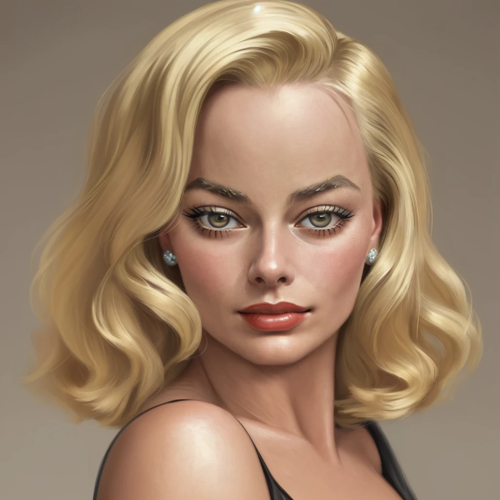 1930s American blonde woman, Looks like Margot Robbie, realistic expression, portrait