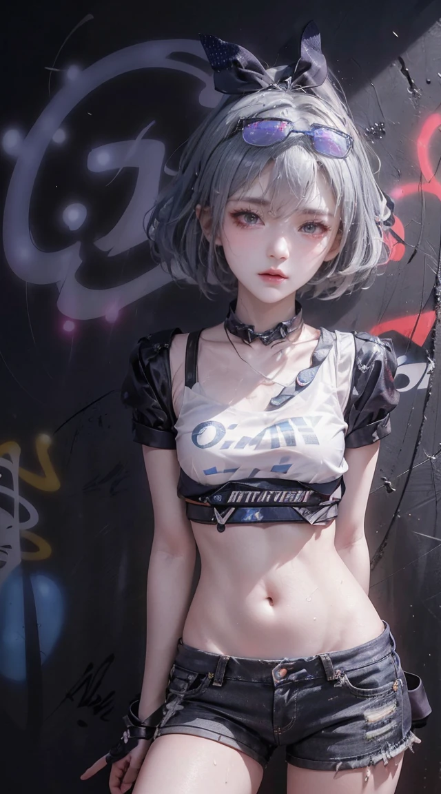 Kamisato Ayaka|Genshin Impact, masterpiece, best quality, 1 girl,25 years old, proportional body, Long legs, beautiful, proportional., Crop Top, Long jeans, Medium breasts, ,only, Crop Top, collar, (Graffiti:1.5), Splash with purple lightning pattern., Put your hands behind your back, Against the wall, View viewers From the front., Thigh straps, Head tilt, boring,(National Technology Development Agency.:1.2), (10, best quality, masterpiece: 1.4), beautiful red hair, Ultra-high resolution, (lifelike, lifelike的肖像: 1.48), (View through Crop Top.), Famous Japanese actors, beautiful clear eyes, Head tilt, Cowboy shooting, From the front, looking at the audience, poker face, beautiful lake, Zeiss 150mm f/2.0/ 2.8 Hasselblad, whole body, foot, Ultra wide angle,Sexy girl in &References;unreal graphics&References;, text on OK and tight denim skirt posing for photo, whole body, Paired with a short T-shirt, OK, , Slim, Smaller bust, slim girl model, Sweaty body, wet, 24-year-old female model, long hair, Sleeping in bed,Cross your legs,Cute facial expression,whole body, Paired with a short T-shirt, OK, Slim body, The bust is larger, Slim girl model, 11-year-old female model