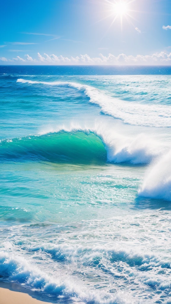 Official Art,8k wallpaper,Summer Dream,Crystal clear water droplets,Waves,coconut,Beach,colorful,Energetic,Dreamy lighting effects,Details,Photography