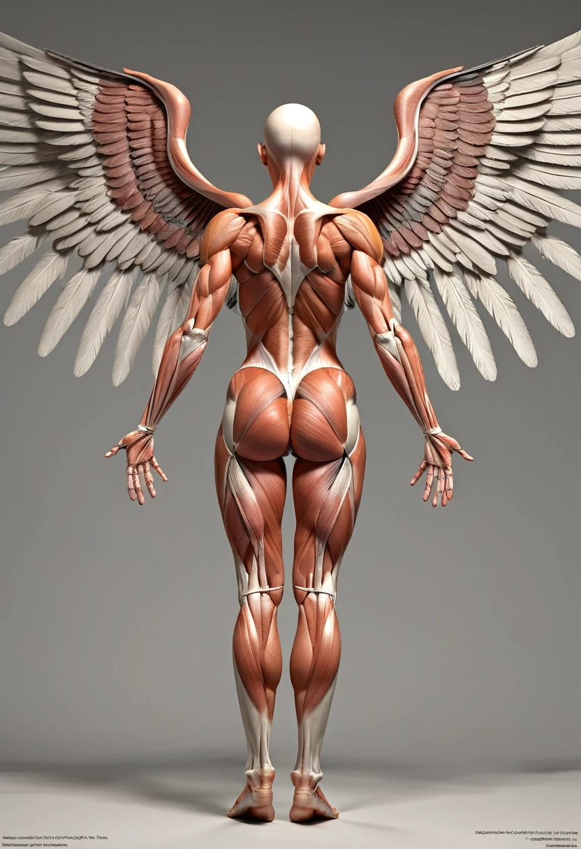 Impressive quality, dynamique,DonMDr4g0nXL woman from behind,wings attached to the back behind the shoulders, Description anatomique des muscles du dos, (Draconide:0.25) , description anatomique des muscles,  (hyperRéaliste, very detailed, anatomie parfaite, muscles very detaileds)