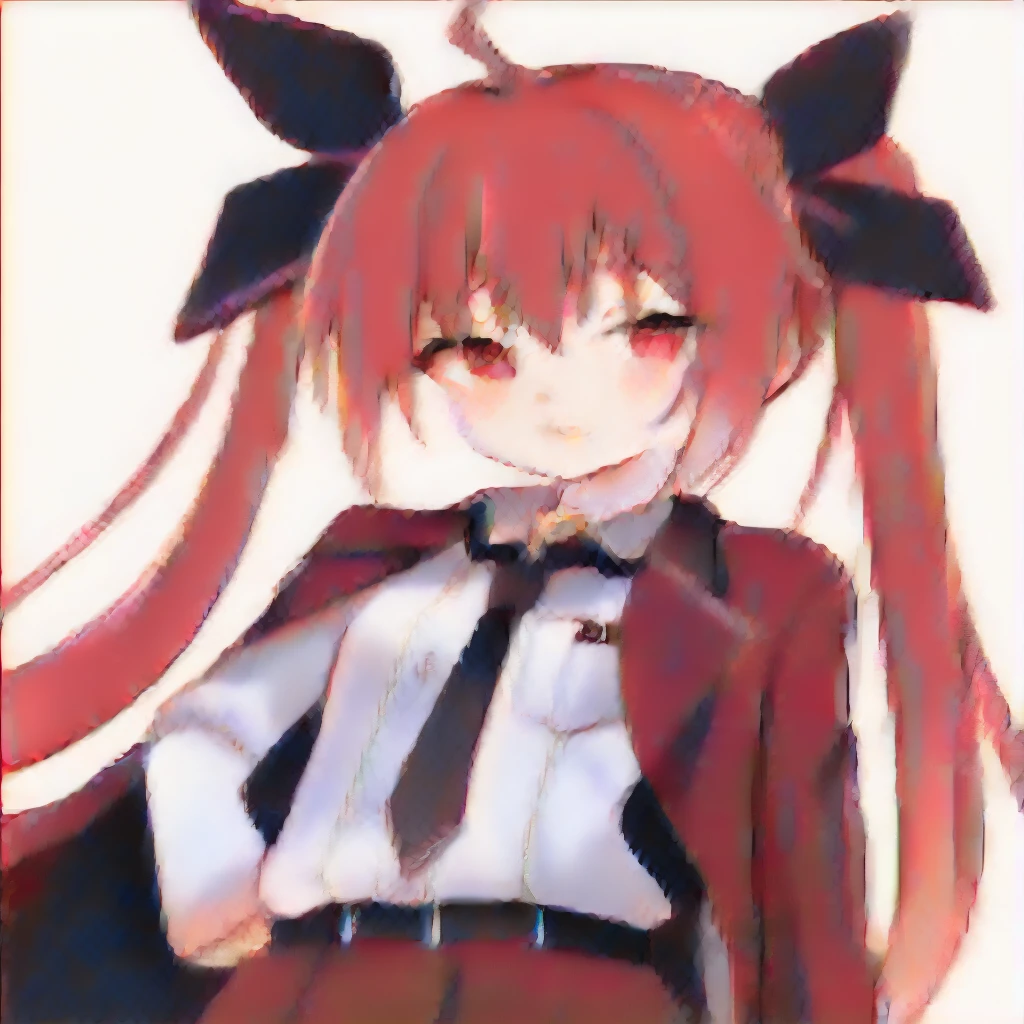 Itsuka kotori, masterpiece, best quality, very aesthetic, absurdres, newest,1girl,upper body, from below, white shirt, black tie, red skirt with black lines.