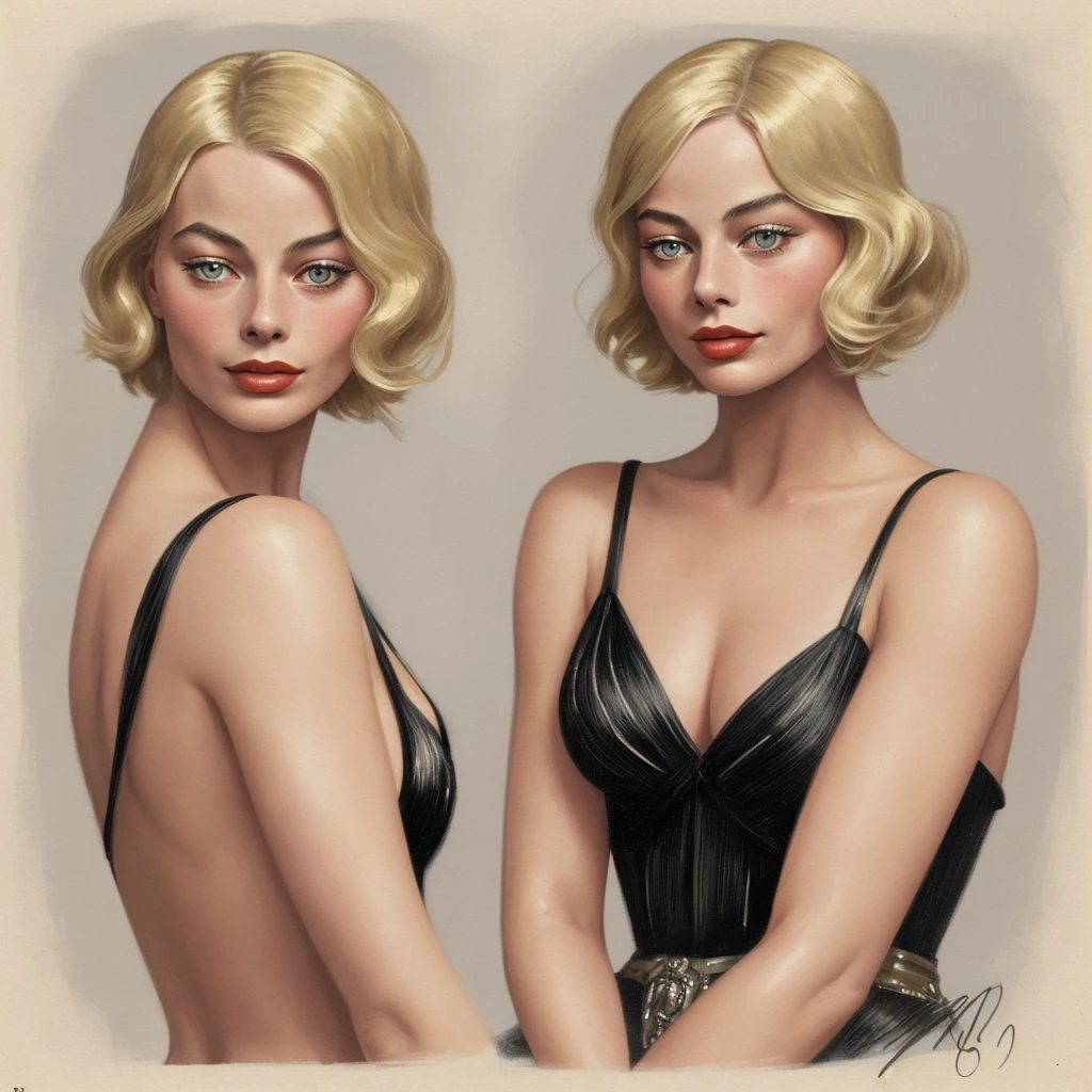 1920s American blonde woman, Looks like Margot Robbie, upper body and head, realistic, portrait