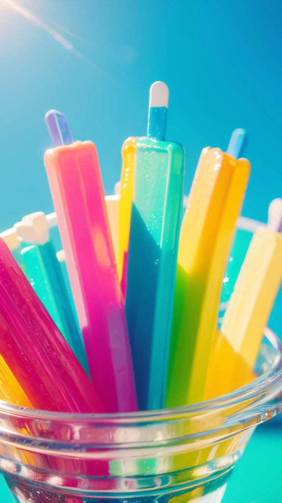Official Art,8k wallpaper,colorful,Energetic,Details,Photography,Details,real,Summer Dream,Popsicles in the sun,Dreamy lighting,HD,Details,Best quality,