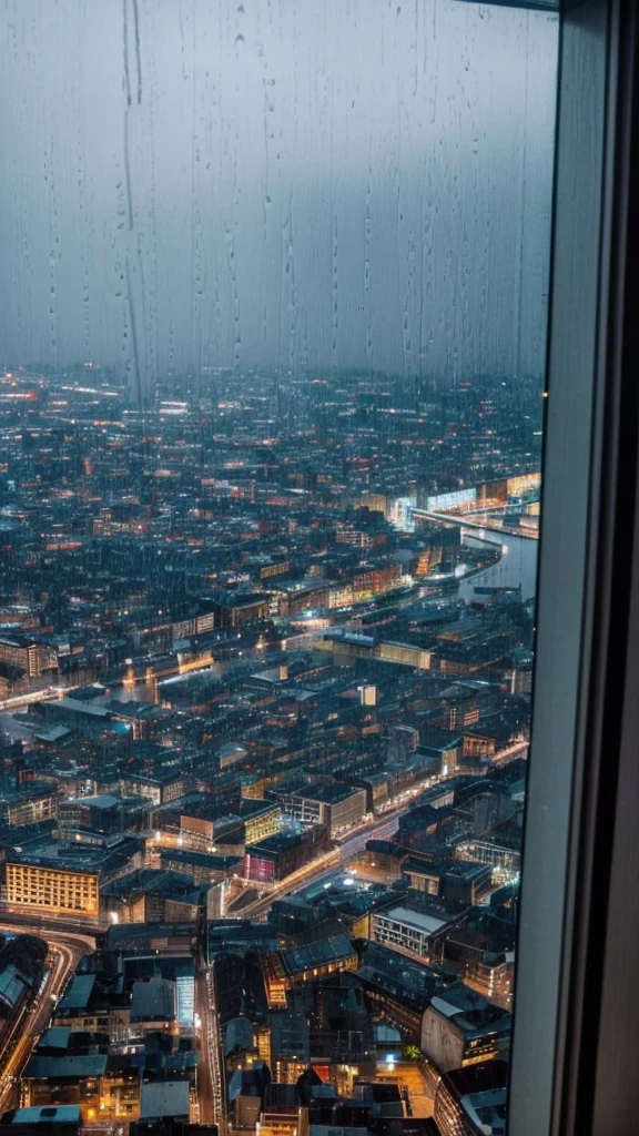 Night view from the window Rainy weather